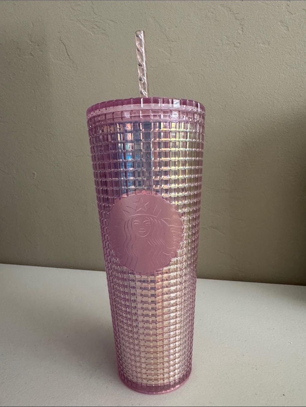Starbucks Iridescent Pink Studded Cold Cup with Straw